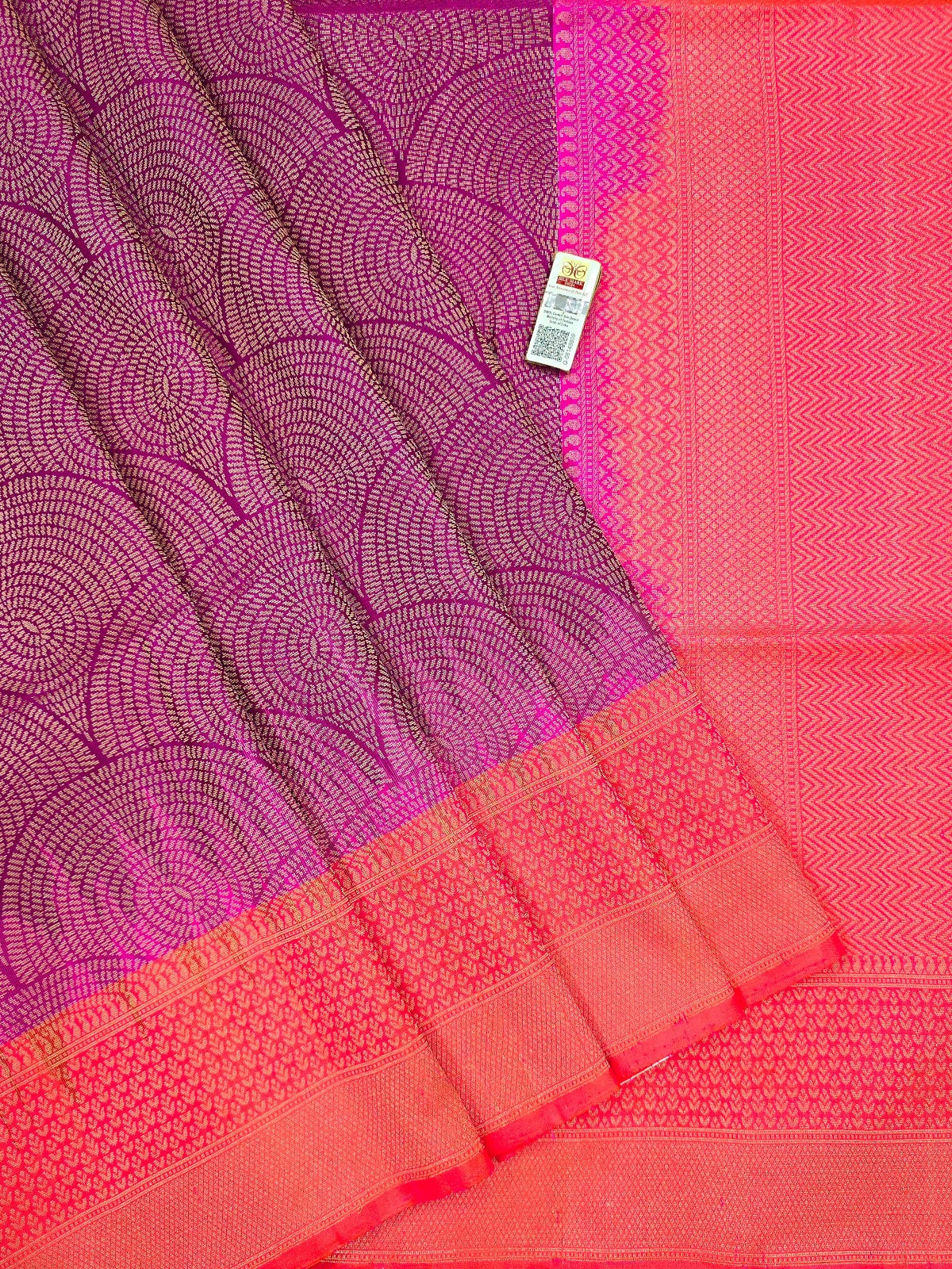 Violet and Orangish Kanchipuram Soft Silk Sarees with Beautiful Pink Border Violet and Orangish Kanchipuram Soft Silk Sarees with Beautiful Pink Border