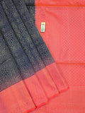 Harmonious Contrast Blue Kanchipuram Soft Silk Sarees with Orange Border Harmonious Contrast Blue Kanchipuram Soft Silk Sarees with Orange Border