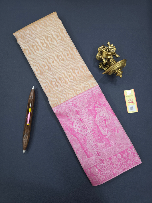 Indian Heritage: Ghoongat Border Sari with Contemporary Gold Colour Body Design