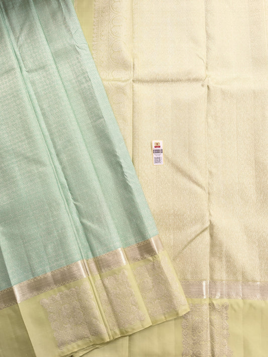 Shop online for bluish green designer wedding sarees featuring Annapakshi motif on border