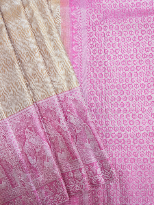 Indian Heritage: Ghoongat Border Sari with Contemporary Gold Colour Body Design