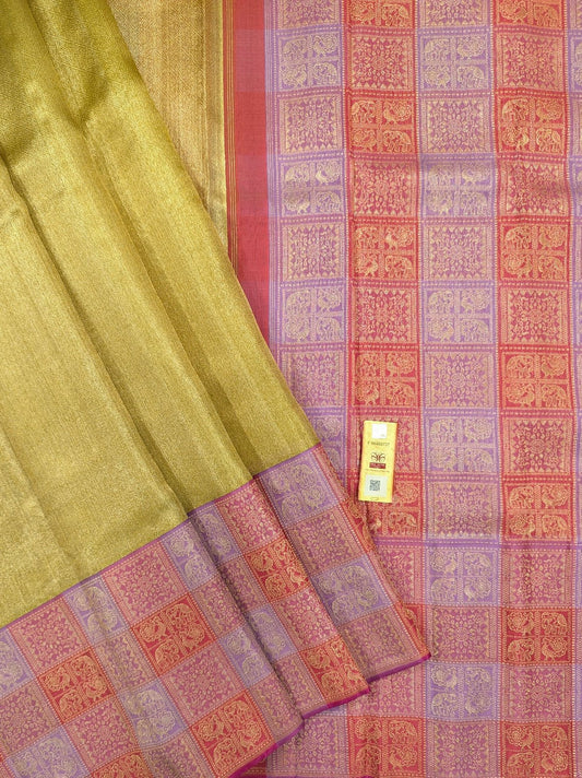 Elegant Tissue Sari with Vibrant Multicolor Traditional Border