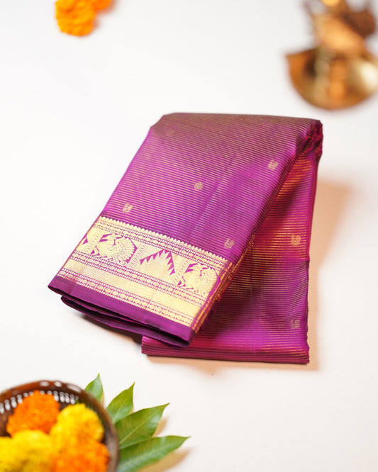 Elegant Vaira Oosi Annapakshi Butta Silk Saree with Thazhampoo Reku & Annapakshi Border