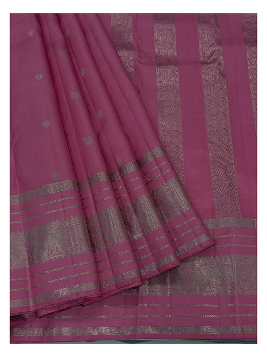 Handwoven Kanchipuram Silk Saree in Pink with Zari Buttas