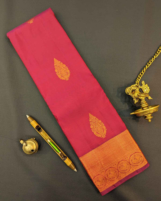  Elegant brown silk saree with leaf buttas for weddings