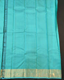 Traditional Kancheepuram silk saree with blue paisley motif
