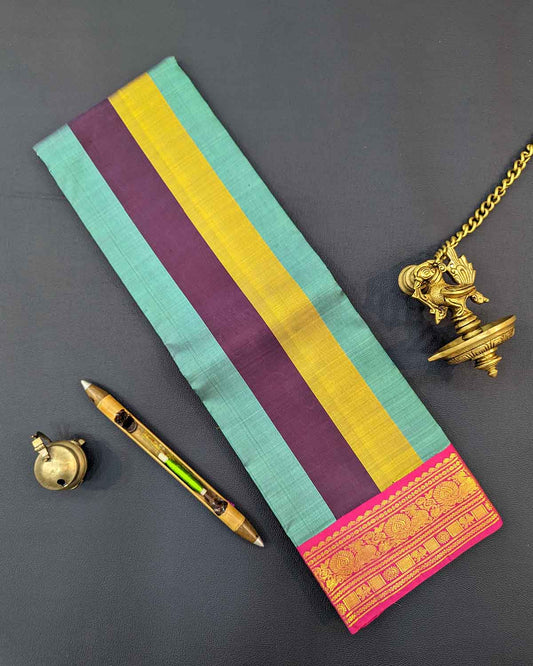 Multicolor Ethnic Striped Saree with Annapakshi-Chakra Pallu