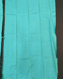 Lemony Traditional Saree with Striped Body and Sea Blue Pallu