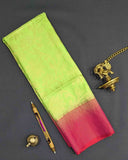 Lively green Kanchipuram soft silk sarees with vine buttas and frugal pallu.