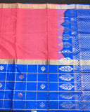 Blue checked Kanchipuram soft silk saree with border Blue checked Kanchipuram soft silk saree with border