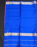 Blue checked Kanchipuram soft silk saree with border Blue checked Kanchipuram soft silk saree with border