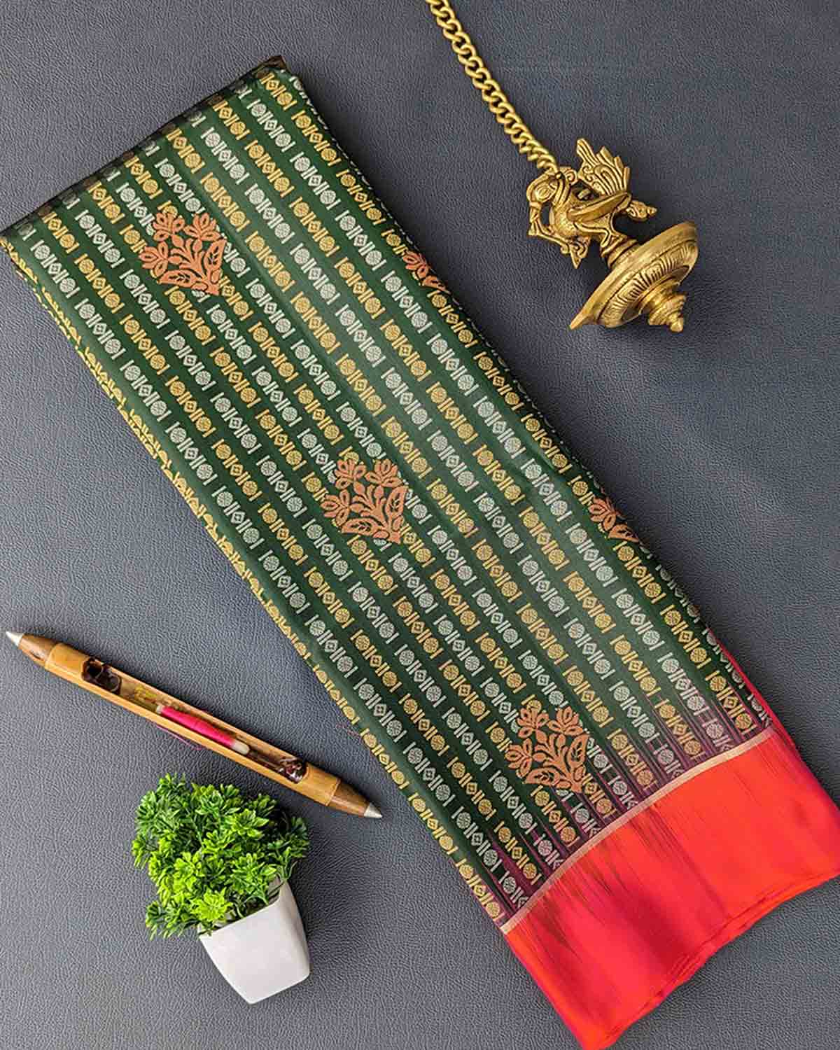 Green Kanchipuram Soft Silk Saree with Multicolor Byzantine Details - a vibrant and elegant traditional attire. Green Kanchipuram Soft Silk Saree with Multicolor Byzantine Details - a vibrant and elegant traditional attire.