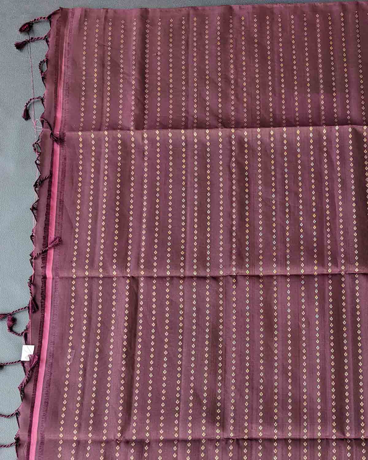 Pink Kanchipuram Silk Saree with square motifs & shiny pallu
