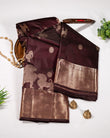 Brown Kanchipuram Pure Silk Saree with 2Gm Gold Zari, Self Border, Yali & Singam Motifs, Silkmark Certified