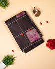 Kanchipuram Pure Silk Saree – Black Body with 2Gm Gold Zari Checks & Butta Motifs, Without Border, Silkmark Certified
