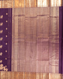 BM Silks Violet Kanchipuram 100% Pure Silk Saree with Gold Zari, Self Border, and Traditional Yali & Singam Motifs