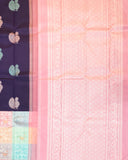 Big Border Korvai Silk Saree with Vibrant Multi Colour Contrast Border - Authentic Kanchipuram by BM Silks
