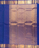 Traditional Kanchipuram MS Blue 100% Pure Silk Saree with 2Gm Gold Zari, Self Gap Border & Plus Butta, Silkmark Certified