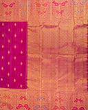 Majenta Pure Kanchipuram Silk Saree with Meena Turning Self Border | 2Gm Gold Zari | 100% Silkmark Certified