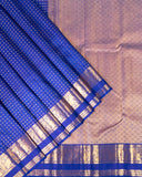 Traditional Kanchipuram MS Blue 100% Pure Silk Saree with 2Gm Gold Zari, Self Gap Border & Plus Butta, Silkmark Certified