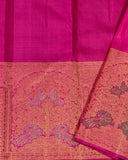 Majenta Pure Kanchipuram Silk Saree with Meena Turning Self Border | 2Gm Gold Zari | 100% Silkmark Certified