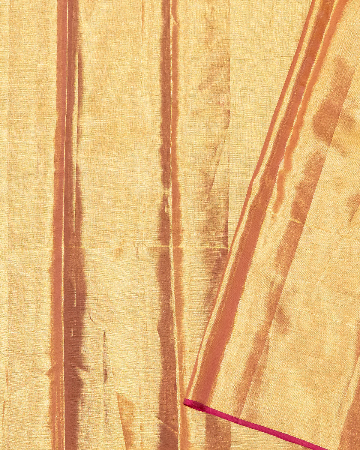 Gold Pink Green Kanchipuram Tissue Silk Saree with Geometrical Pattern and 1Gm Gold Zari