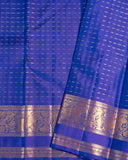 Traditional Kanchipuram MS Blue 100% Pure Silk Saree with 2Gm Gold Zari, Self Gap Border & Plus Butta, Silkmark Certified