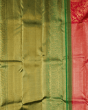 BM Silks Kanchipuram Silk Saree in Rich Red & Emerald Green Featuring Exquisite Vana Singaram Getti Border and  Two Gram Gold Zari
