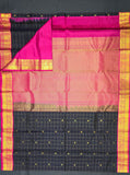 Blue Korvai Kanchipuram Soft Silk Saree with Pink Border