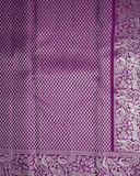 Violet Banaras Inspired Kanchipuram Silk sari with One Gram Gold Zari – Self Border, 100% Silkmark Certified Silk