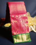BM Silks Kanchipuram Silk Saree in Rich Red & Emerald Green Featuring Exquisite Vana Singaram Getti Border and  Two Gram Gold Zari