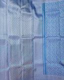 Pastel Blue Floral Weave Antique Copper Colour Zari Silk Saree