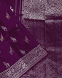 Violet Banaras Inspired Kanchipuram Silk sari with One Gram Gold Zari – Self Border, 100% Silkmark Certified Silk