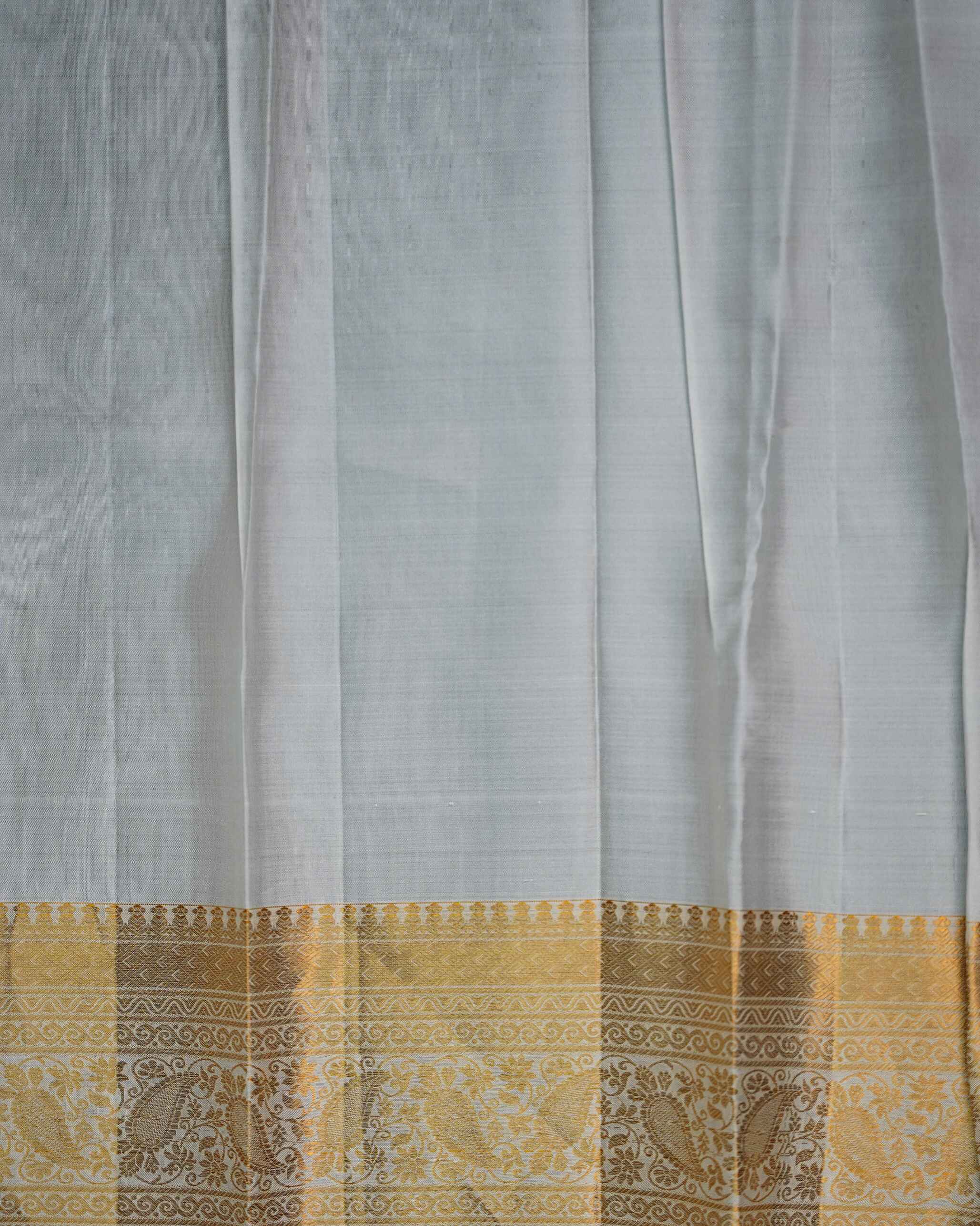 Half White Brocade Bridal Saree With Gold Border