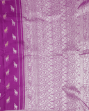 Banaras-Inspired Violet Kanchipuram Silk Saree with One Gram Gold Zari and Self Border | 100% Silkmark Certified