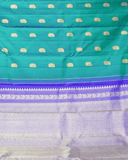 Peacock Blue & Blue Kanchipuram Silk Saree with Majestic Rettai Double Border, Intricate Mango Butta Motifs, and One Gram Gold Zari