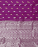 Violet Banaras Inspired Kanchipuram Silk sari with One Gram Gold Zari – Self Border, 100% Silkmark Certified Silk