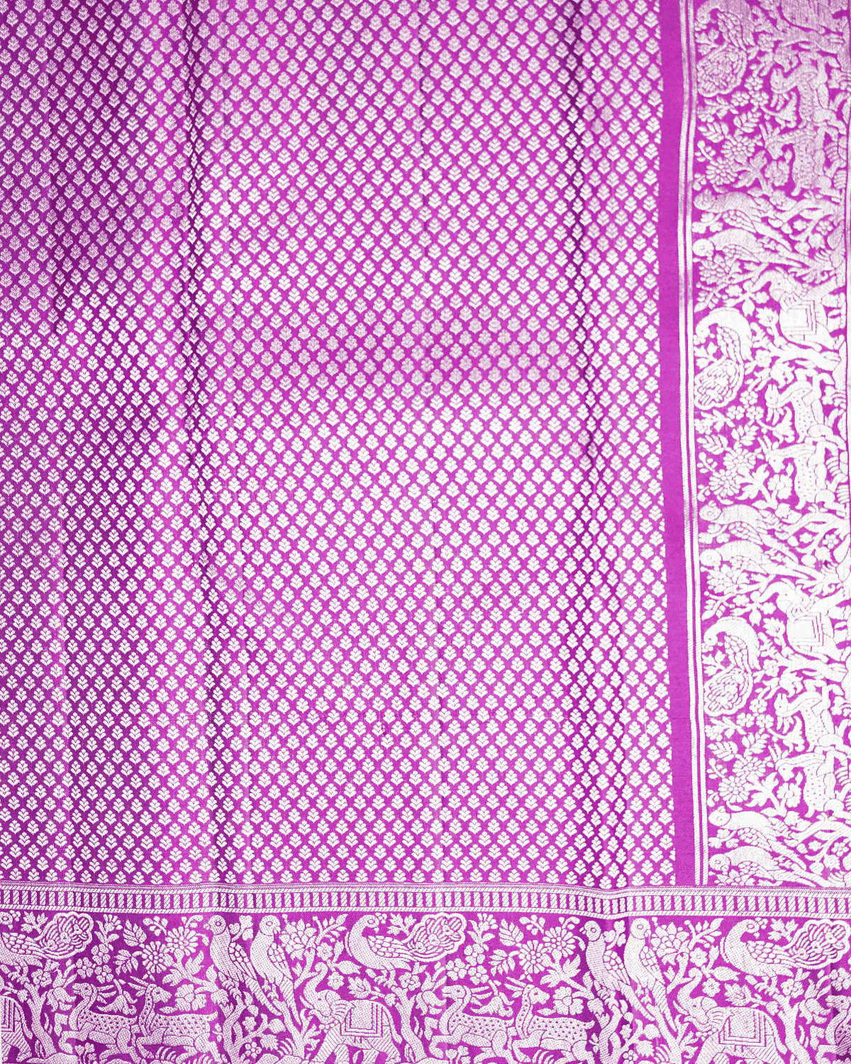 Banaras-Inspired Violet Kanchipuram Silk Saree with One Gram Gold Zari and Self Border | 100% Silkmark Certified