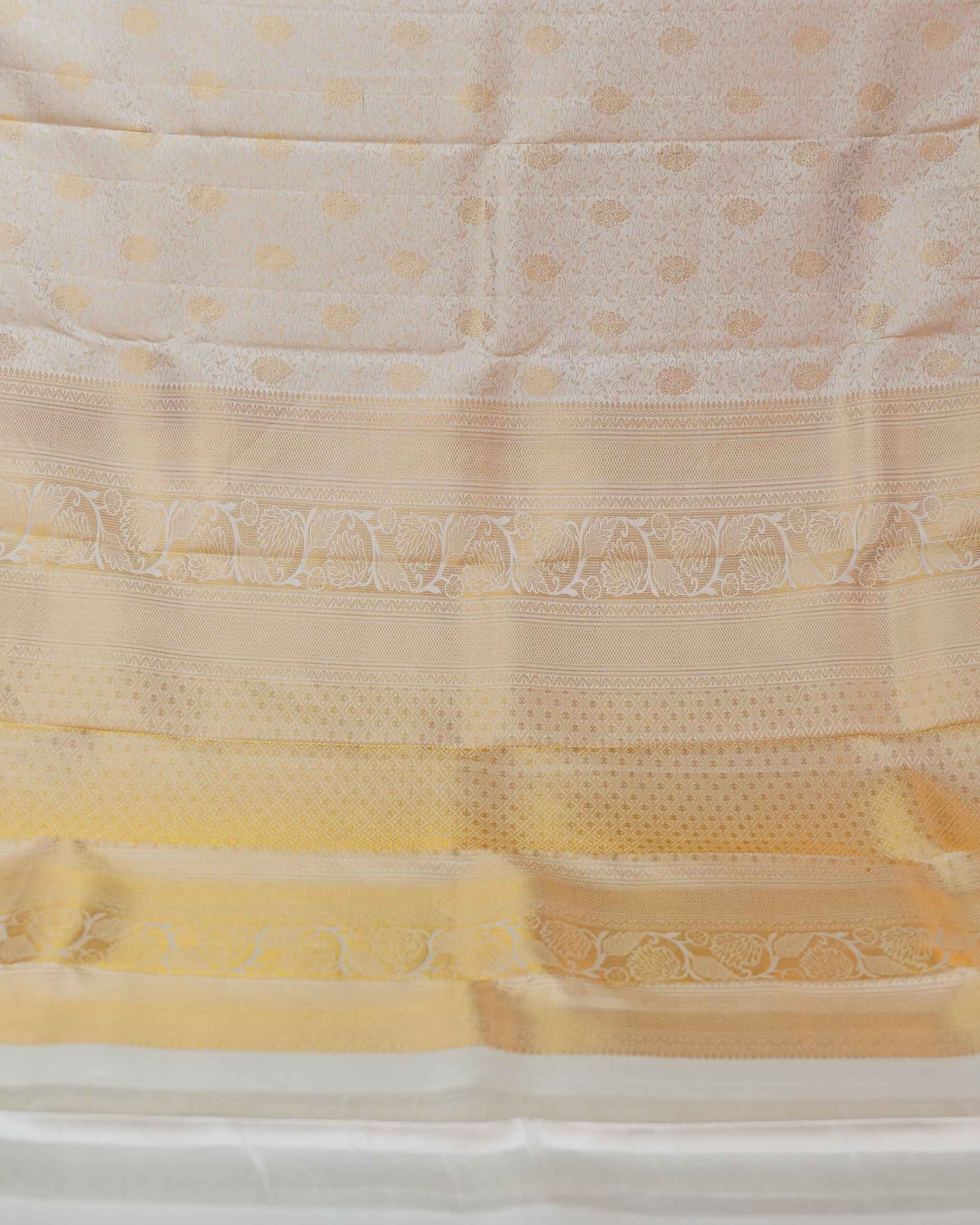 Half White Brocade Bridal Saree With Gold Border