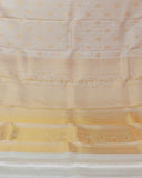 Half White Brocade Bridal Saree With Gold Border