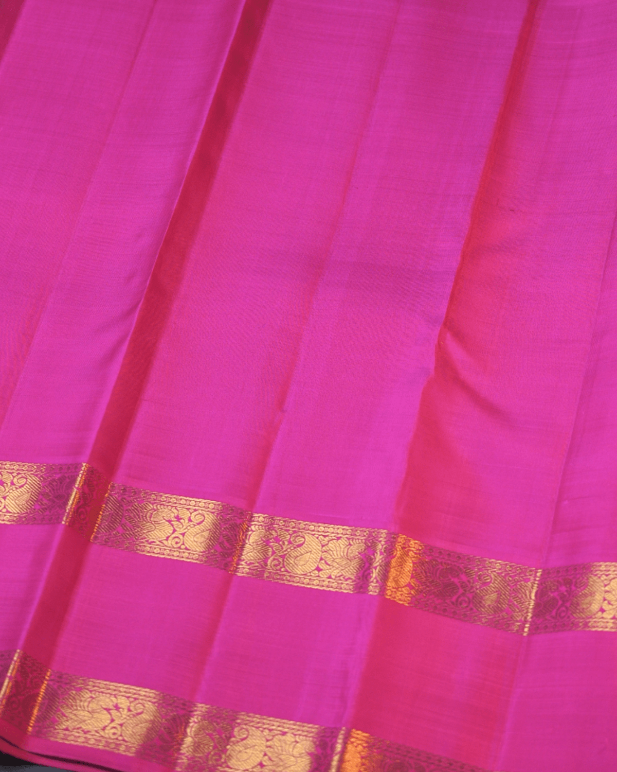 Korvai Double Border Saree with Peacock & Mango Butta