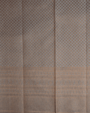 Turning Border Half White Antique Copper Color Zari Silk Saree