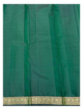 Deep green saree body with gold-toned floral woven border