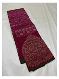 Deep Magenta Handwoven Kanchipuram Silk Saree with Floral Woven Body and Zari Pallu