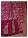 Deep Magenta Handwoven Kanchipuram Silk Saree with Floral Woven Body and Zari Pallu