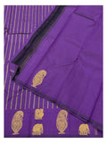 Deep Purple Handwoven Kanchipuram Silk Saree with Elephant and Peacock Motifs