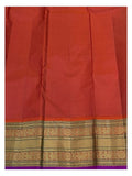 Deep Purple Pure Silk Saree with Gold Buttas and Contrast Orange Pallu