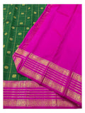 Emerald Green Handwoven Kanchipuram Silk Saree with Magenta Elephant Zari Border