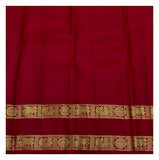 Handwoven Kanchipuram Silk Saree - Blush Pink with Red Peacock Border and Gold-Toned Pallu front view