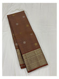 Handwoven Kanchipuram Silk Saree - Copper Brown with Dual-Tone Buttas